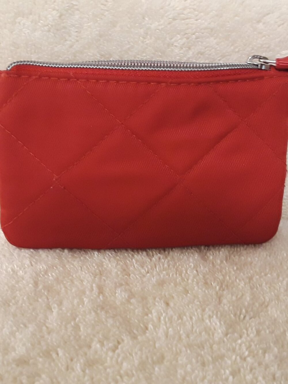 Wallet - Vera Bradley Solid Red Quilted Zip Clear ID Case & Card Holder Key Ring - Picture 5 of 12